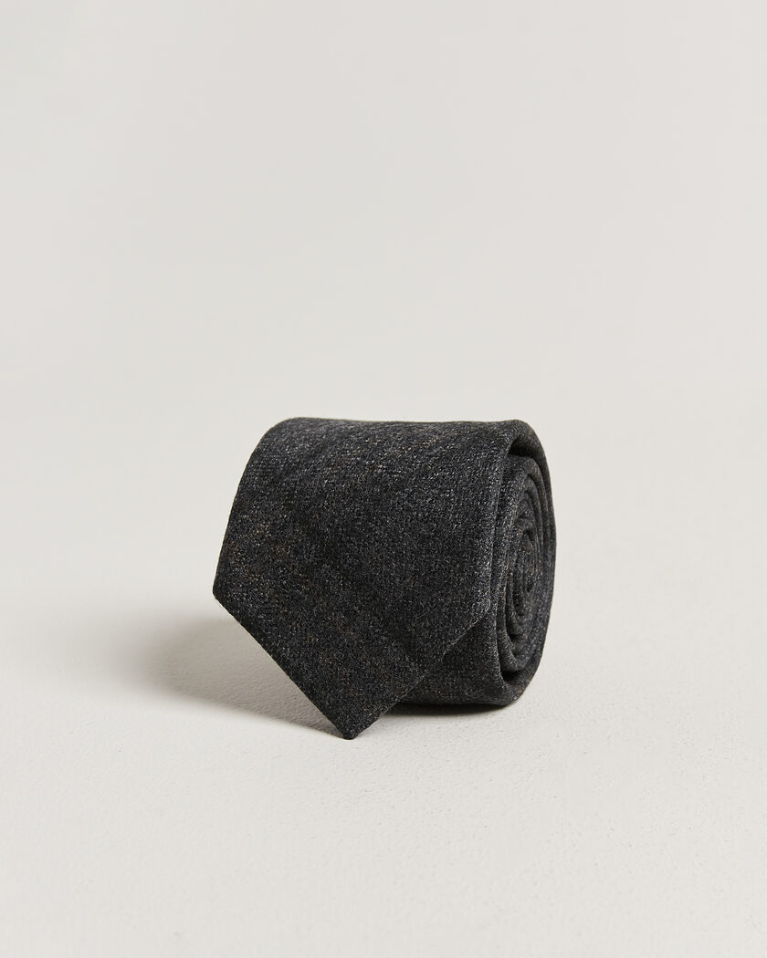 Amanda Christensen Wool Checked 8cm Tie Dark Grey – Gris