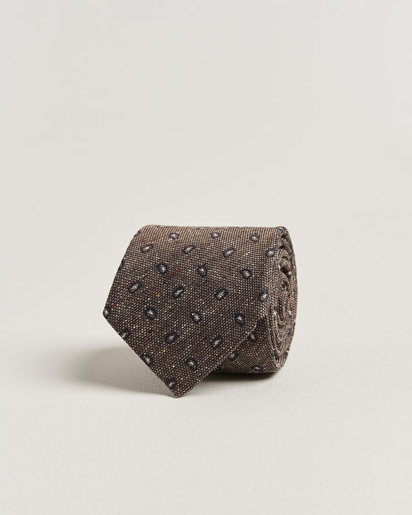 Amanda Christensen Silk Bourette Paisley 8cm Tie Brown – Marron