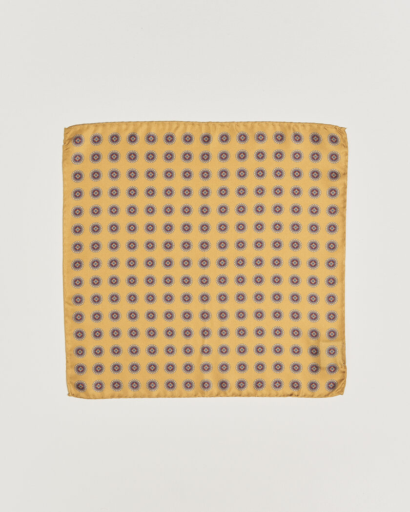 Amanda Christensen Silk Twill Medallion Pocket Square Yellow – Geel