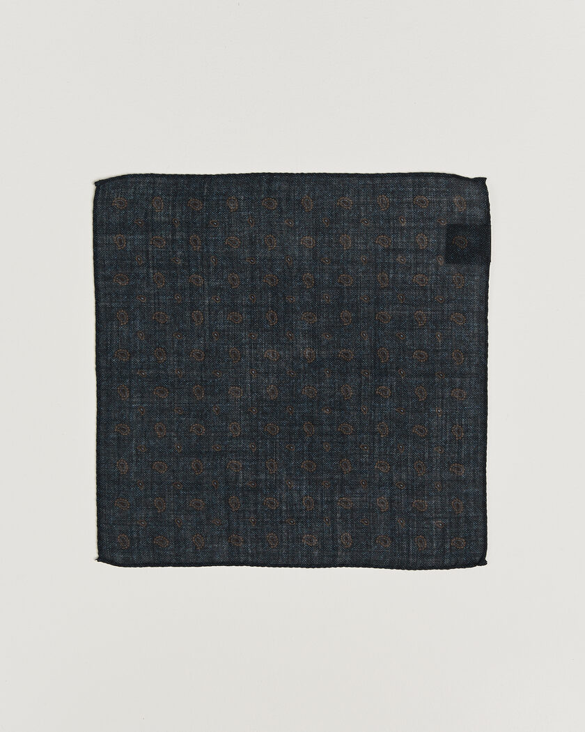 Amanda Christensen Wool Paisley Pocket Square Navy – Blauw