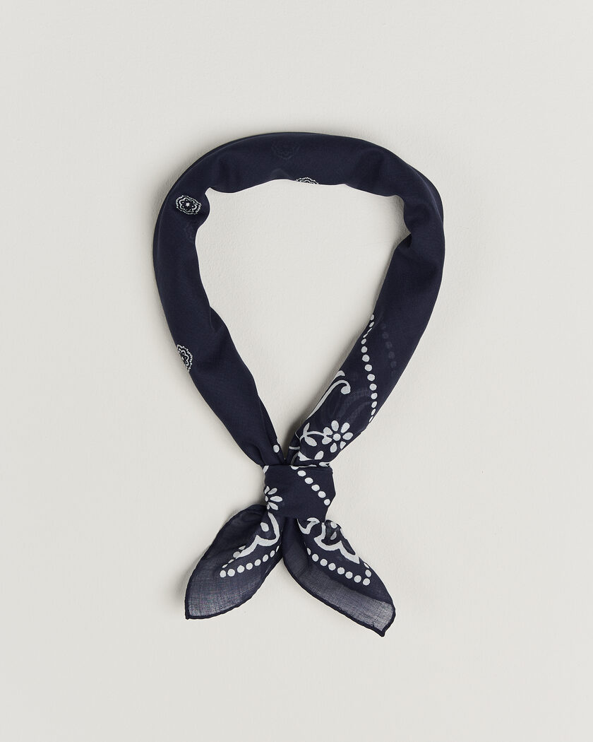 Amanda Christensen Cotton Voile Printed Flower Bandana Navy – Blauw