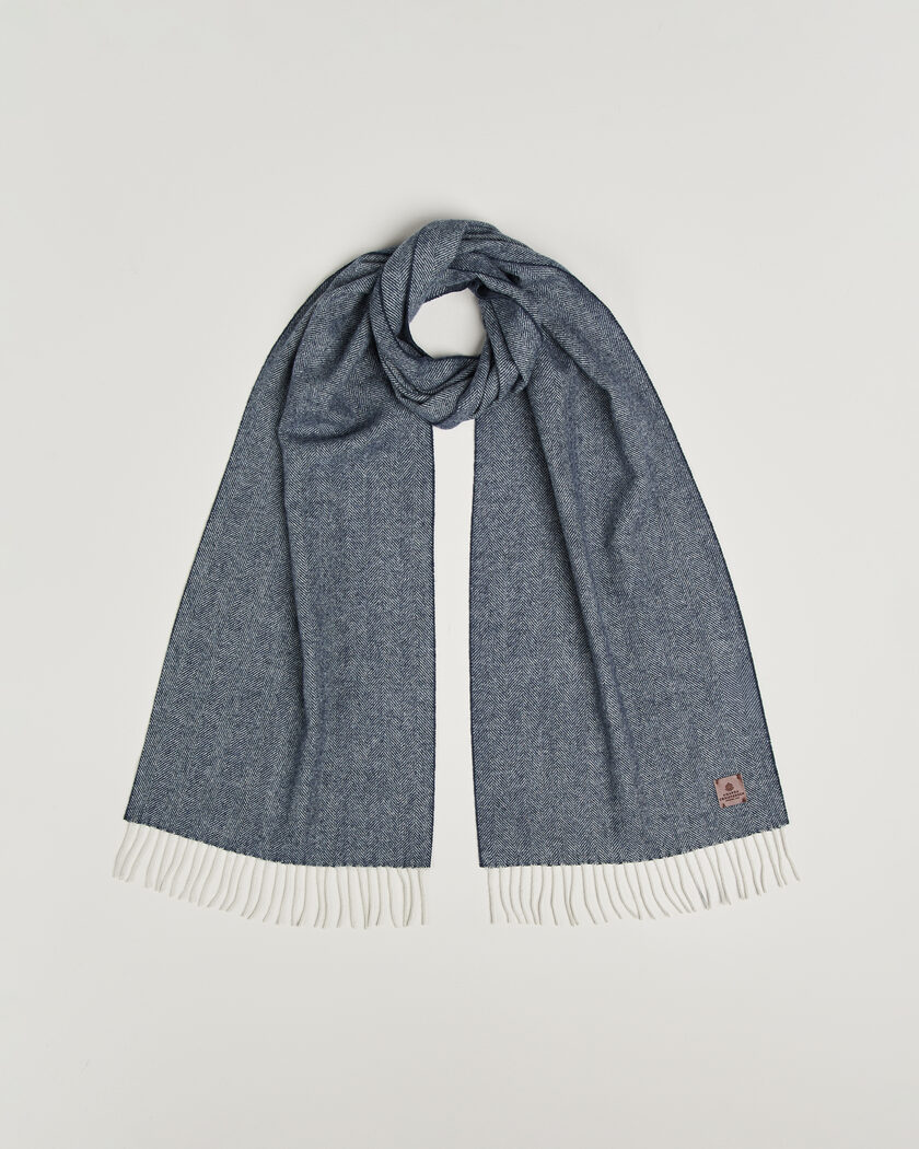 Amanda Christensen Wool Herringbone Scarf Navy – Bleu