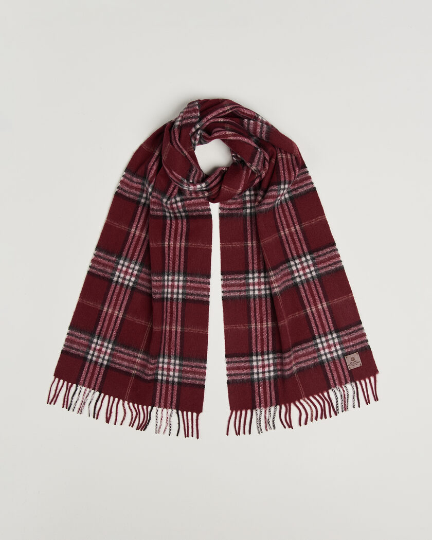 Amanda Christensen Wool Check Scarf Bordeaux – Rood