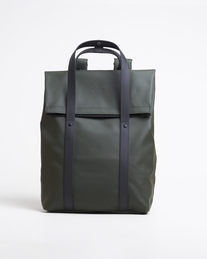 RAINS 2 Way Tote Backpack Black Green – Groen