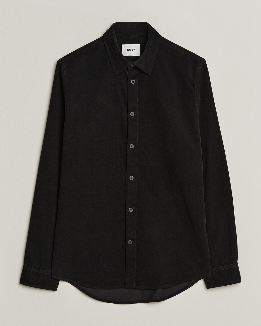 NN07 Asher Baby Cord Shirt Black – Noir
