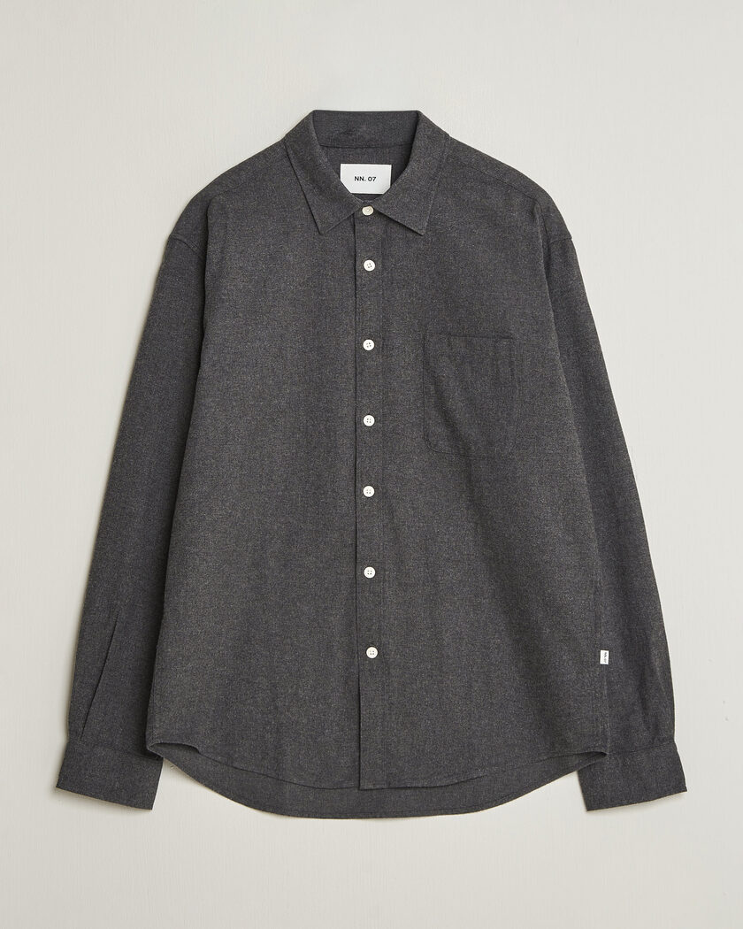 NN07 Dino Brushed Flannel Shirt Dark Grey – Grijs