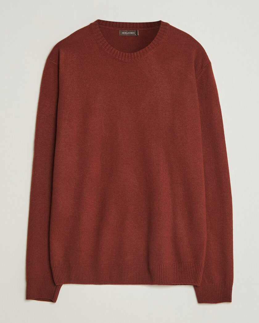 Oscar Jacobson Valter Wool/Cashmere Round Neck Orange Rust – Bruin