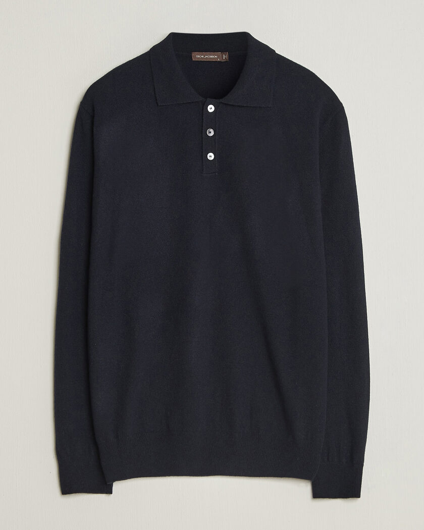 Oscar Jacobson Pepe Wool/Cashmere Polo Navy – Bleu