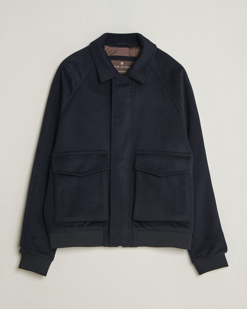 Oscar Jacobson Aviator Wool Jacket Navy – Bleu