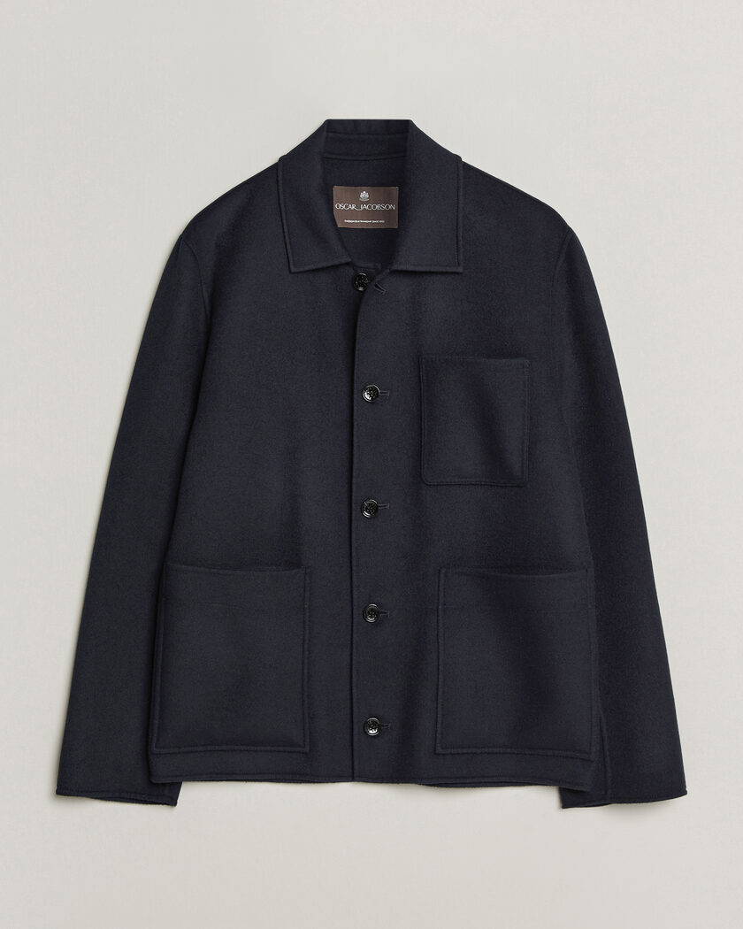 Oscar Jacobson Doublé Wool Shirt Jacket Navy – Bleu