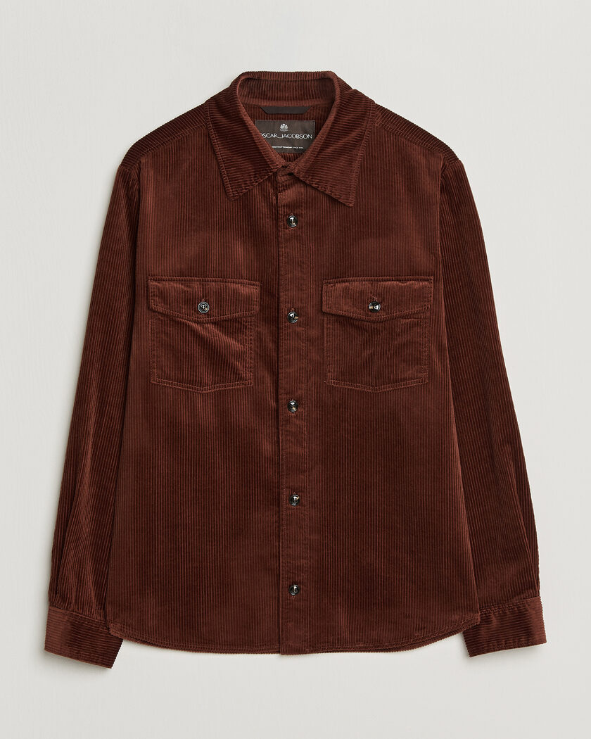 Oscar Jacobson Magnus Cord Shirt Jacket Burgundy – Rood
