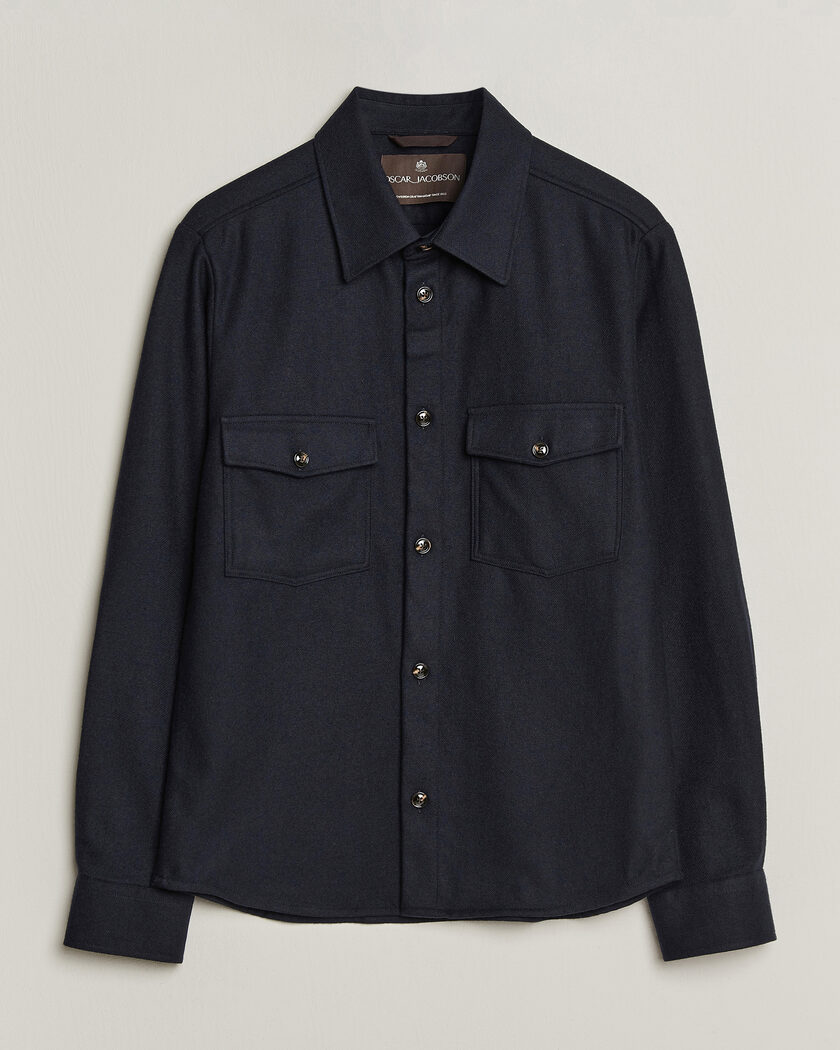 Oscar Jacobson Magnus Wool Shirt Jacket Navy – Bleu