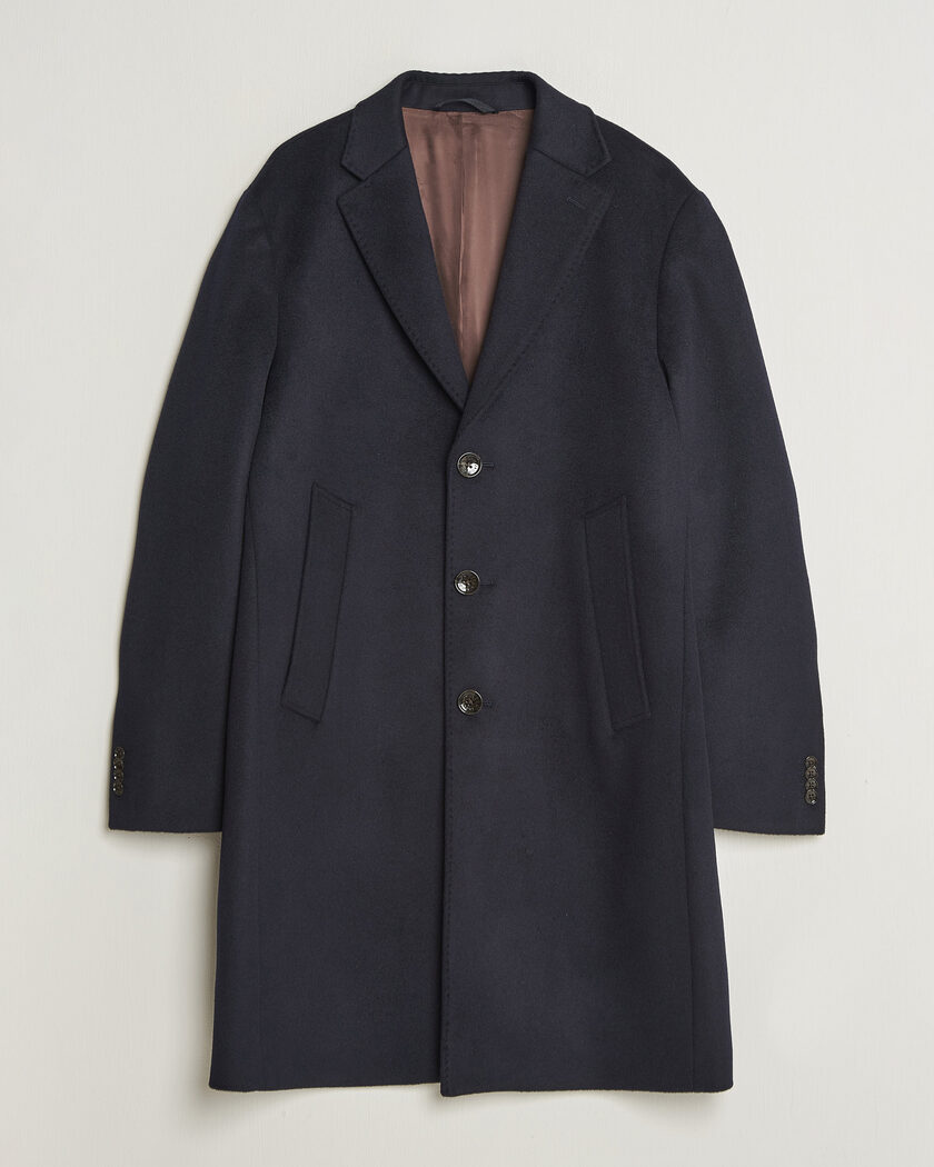 Oscar Jacobson Single Breasted Wool Coat Navy – Bleu