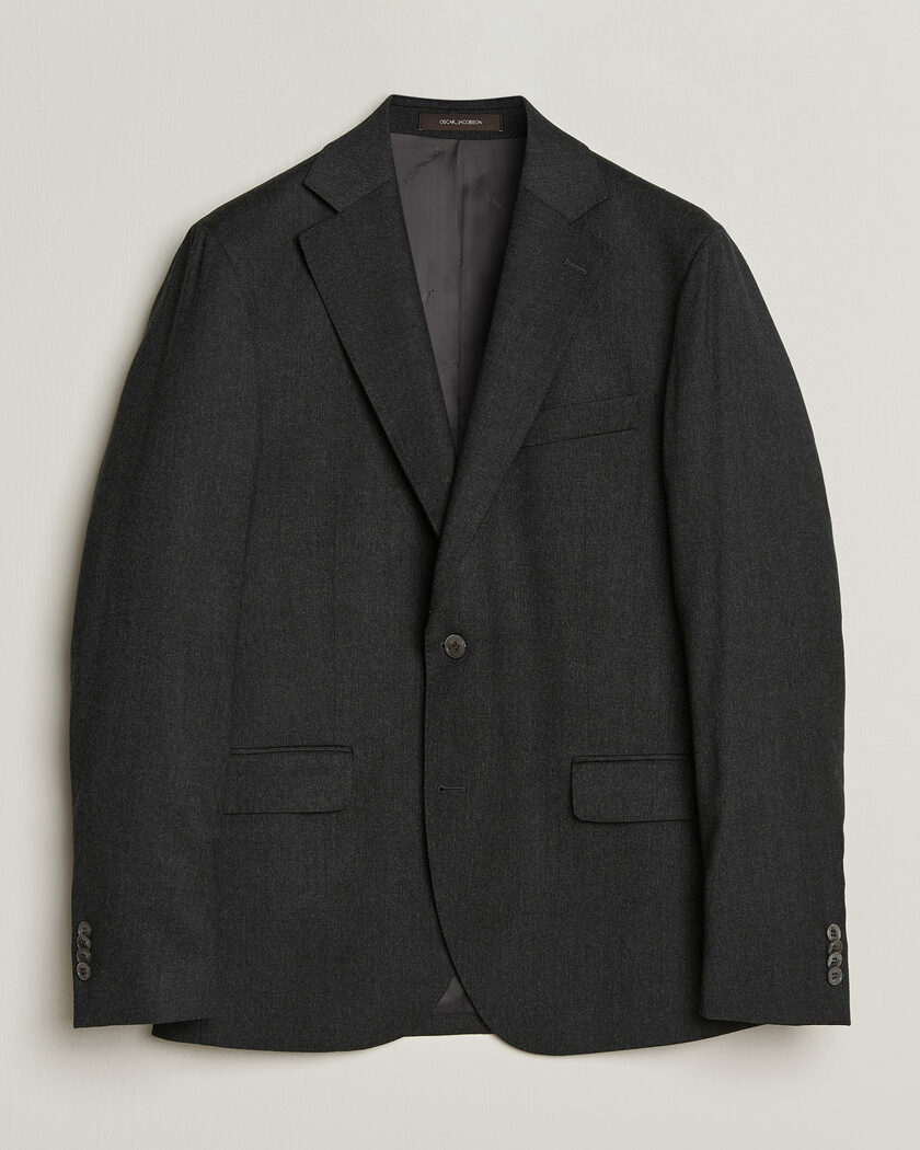 Oscar Jacobson Fogerty Wool Flannel Blazer Charcoal – Gris