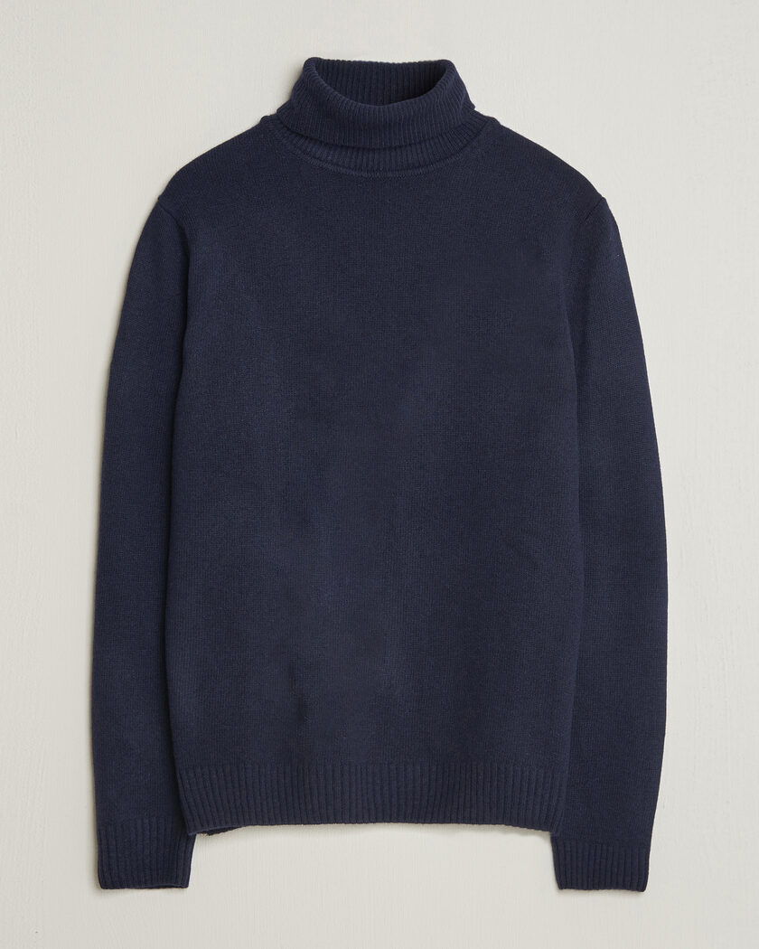 Stenströms Brushed Merino Rollneck Navy – Bleu