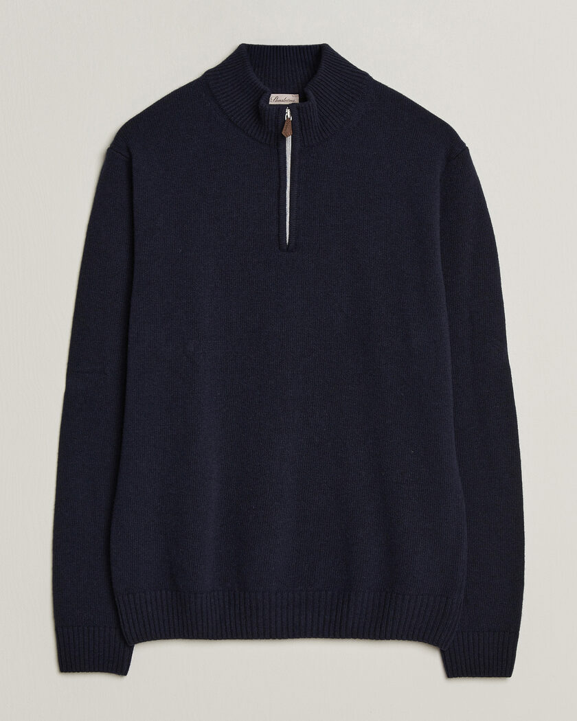Stenströms Brushed Merino Half-Zip Navy – Bleu