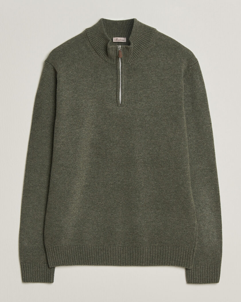 Stenströms Brushed Merino Half-Zip Green – Groen