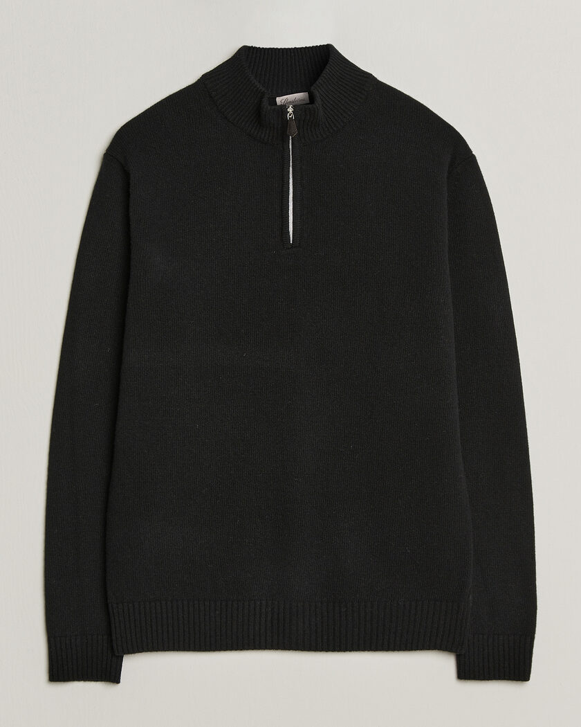 Stenströms Brushed Merino Half-Zip Black – Zwart