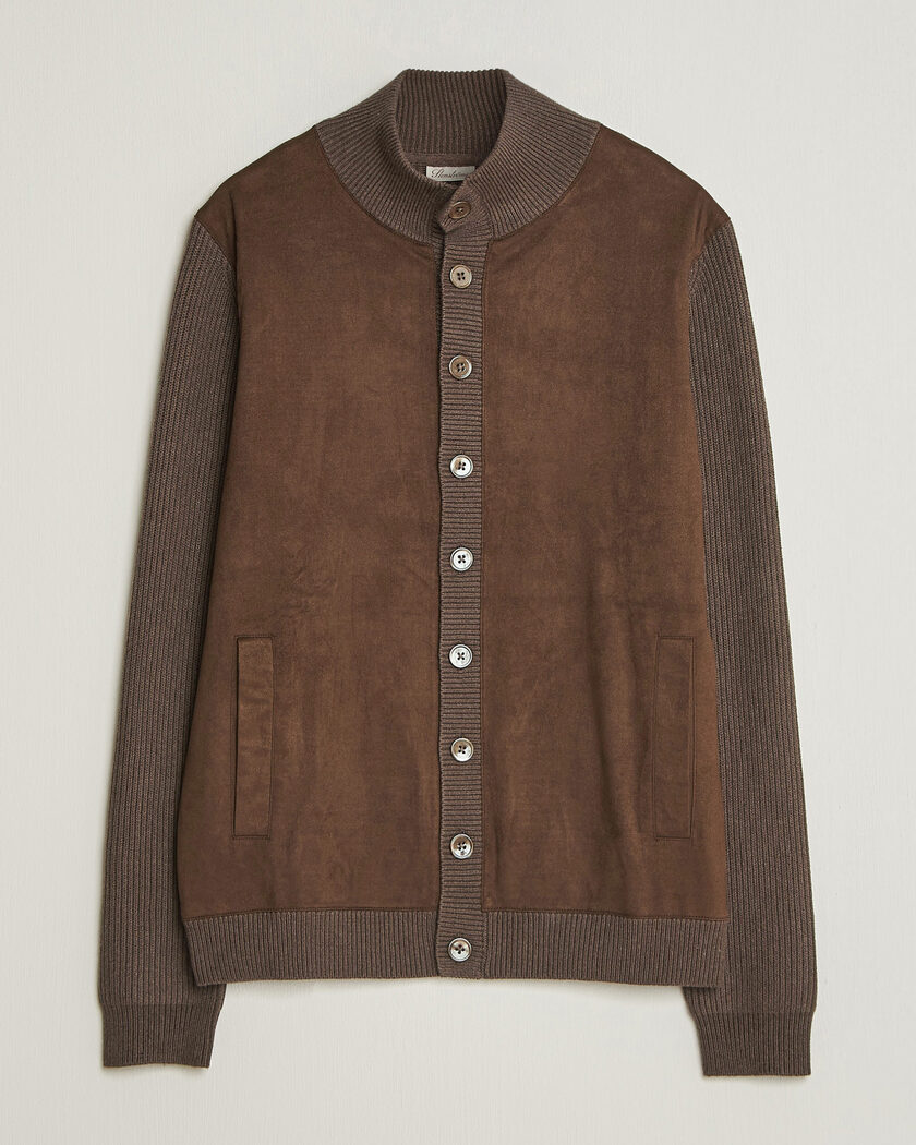  Stenströms Knitted Hybrid Alcantara Jacket Brown – Marron