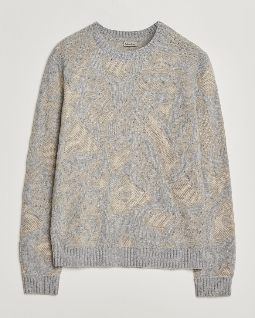 Stenströms Knitted Jaquard Yak/Merino Sweater Beige Grey – Grijs