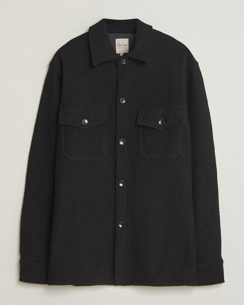 Stenströms Felted Wool Overshirt Black – Noir
