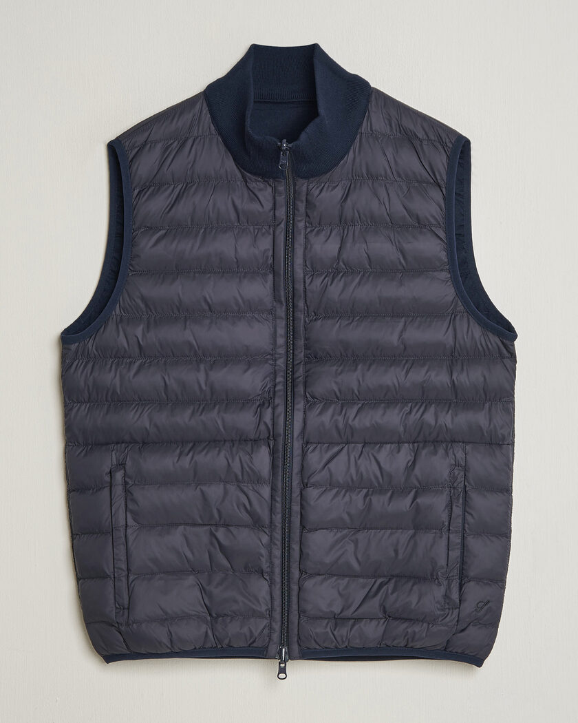 Stenströms Reversible Knitted Merino/Nylon Vest Navy – Bleu
