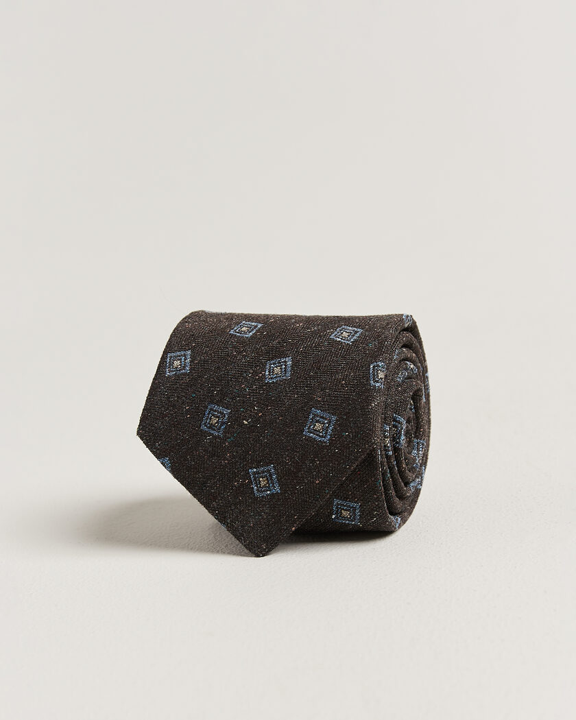 Stenströms Woven Herringbone Silk Tie 7,5cm Dark Brown – Bruin
