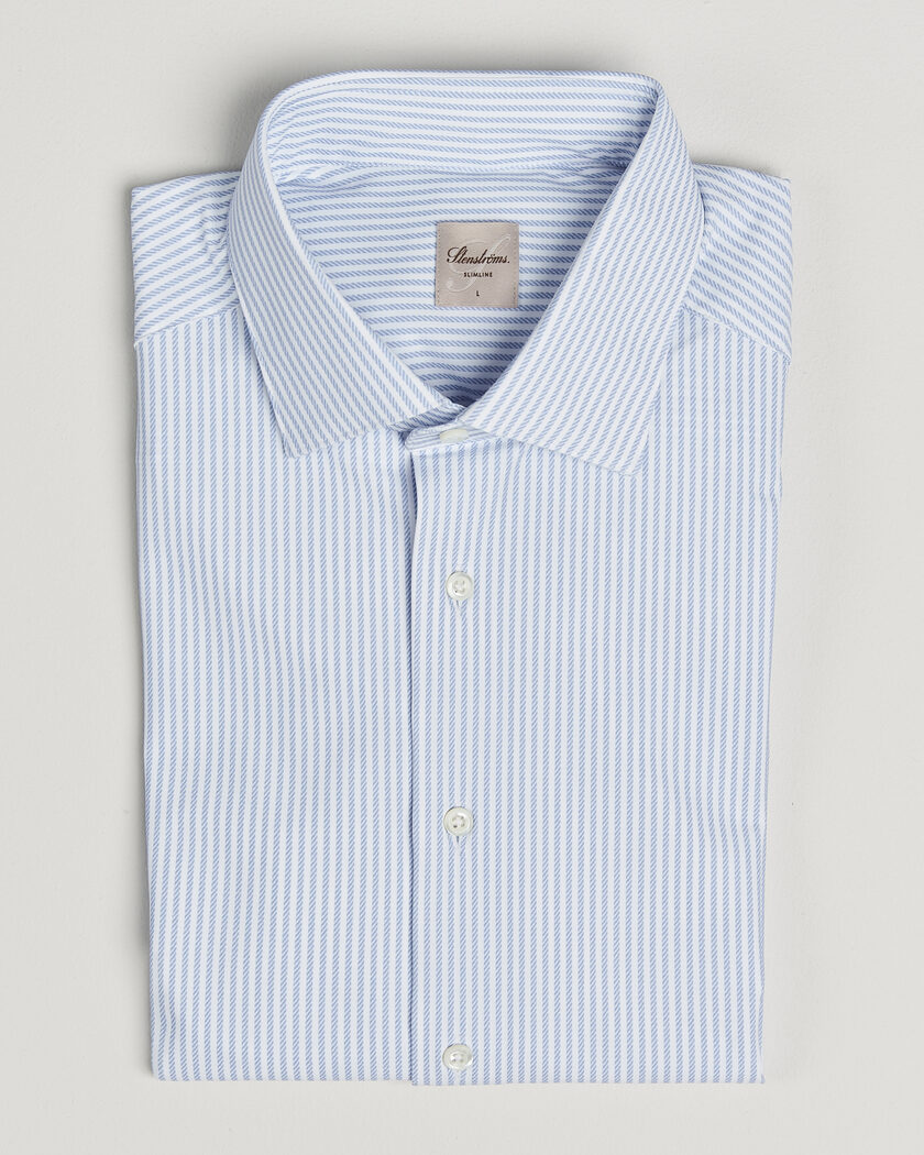 Stenströms Slimline Active Stretch Striped Shirt Light Blue – Bleu