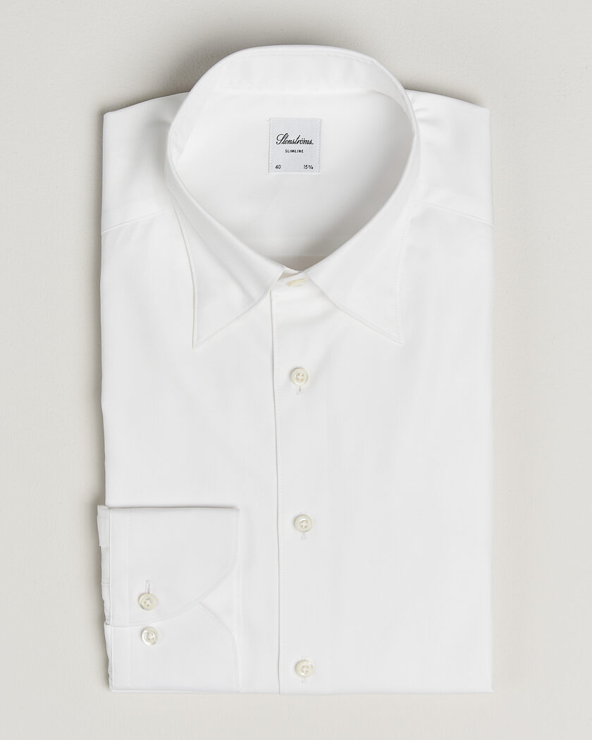 Stenströms Slimline Twofold Cotton Button Under Shirt White – Wit