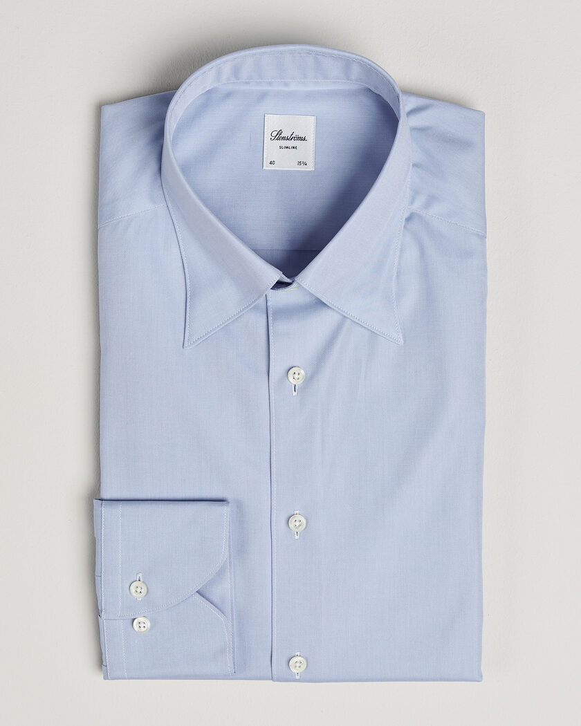 Stenströms Slimline Twofold Cotton Button Under Shirt Blue – Blauw