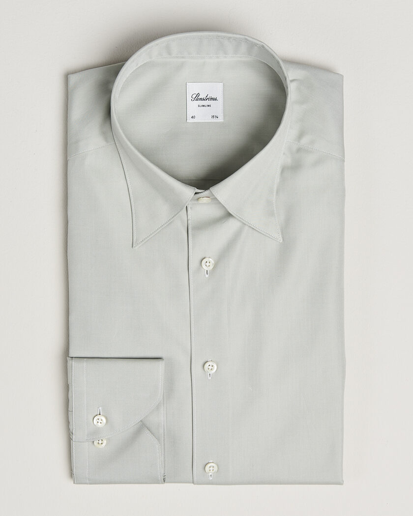 Stenströms Slimline Twofold Cotton Button Under Shirt Green – Groen