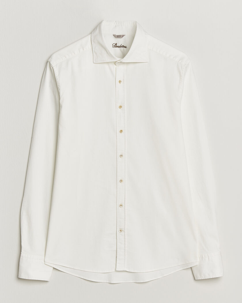 Stenströms Slimline Garment Washed Shirt Off White Denim – Wit