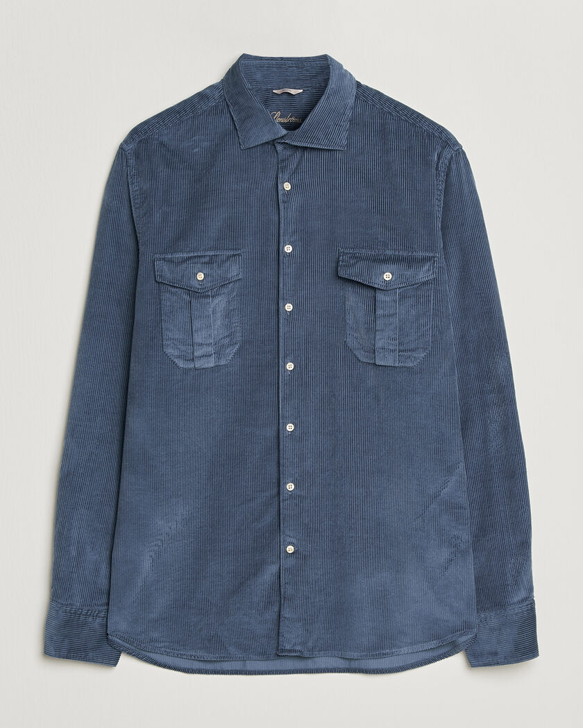 Stenströms Regular Fit Cord Pocket Shirt Blue – Blauw