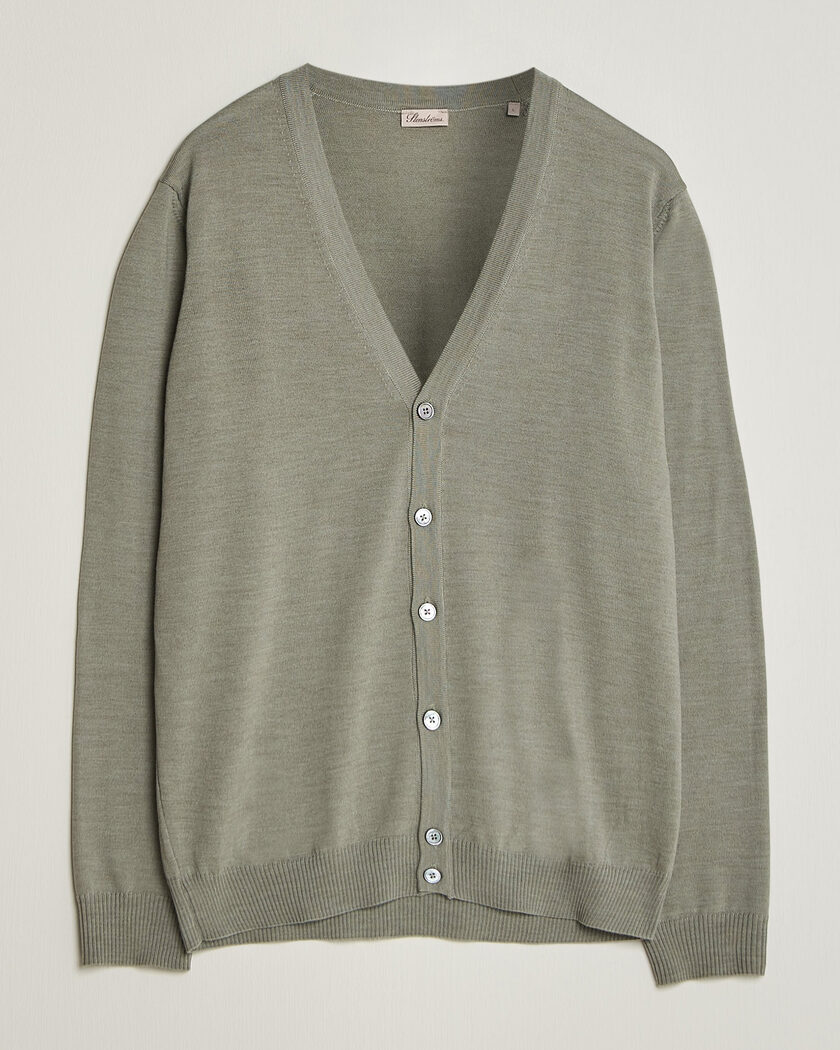 Stenströms Merino Cardigan Green/Grey – Groen