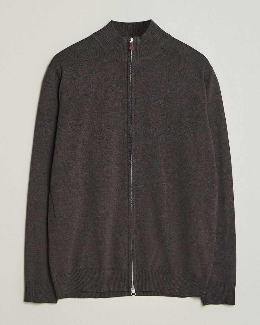 Stenströms Merino Full Zip Dark Brown – Marron