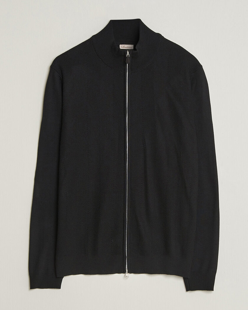 Stenströms Merino Herringbone Full Zip Black – Noir