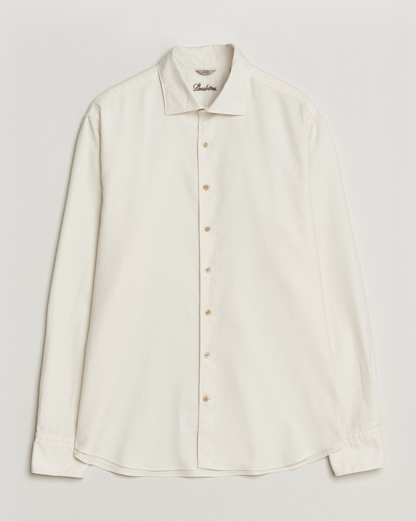 Stenströms Regular Fit Cut Away Flannel Shirt Off White – Blanc