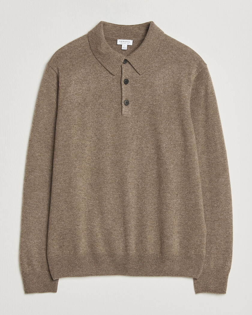 Sunspel Cashmere Polo Taupe – Marron