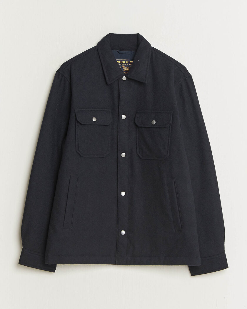 Woolrich Alaskan Wool Light Padded Shirt Jacket Melton Blue – Blauw