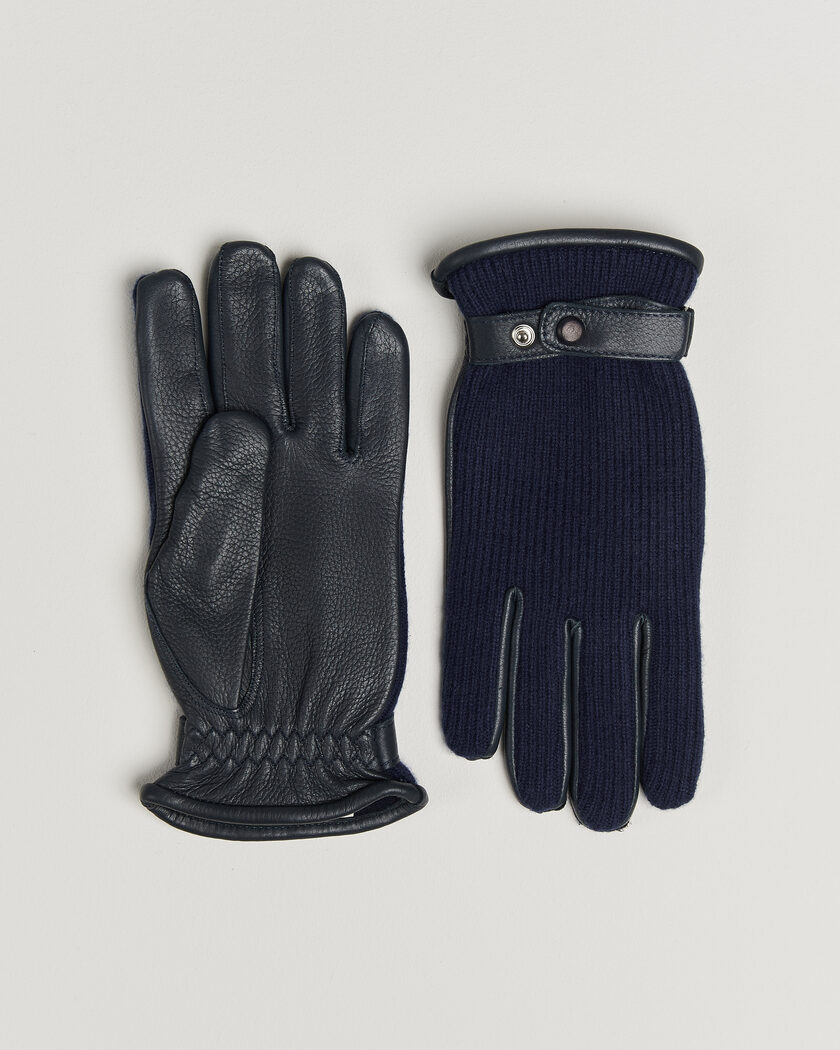 Hestra Christopher Cashmere/Elkskin Glove Navy – Bleu