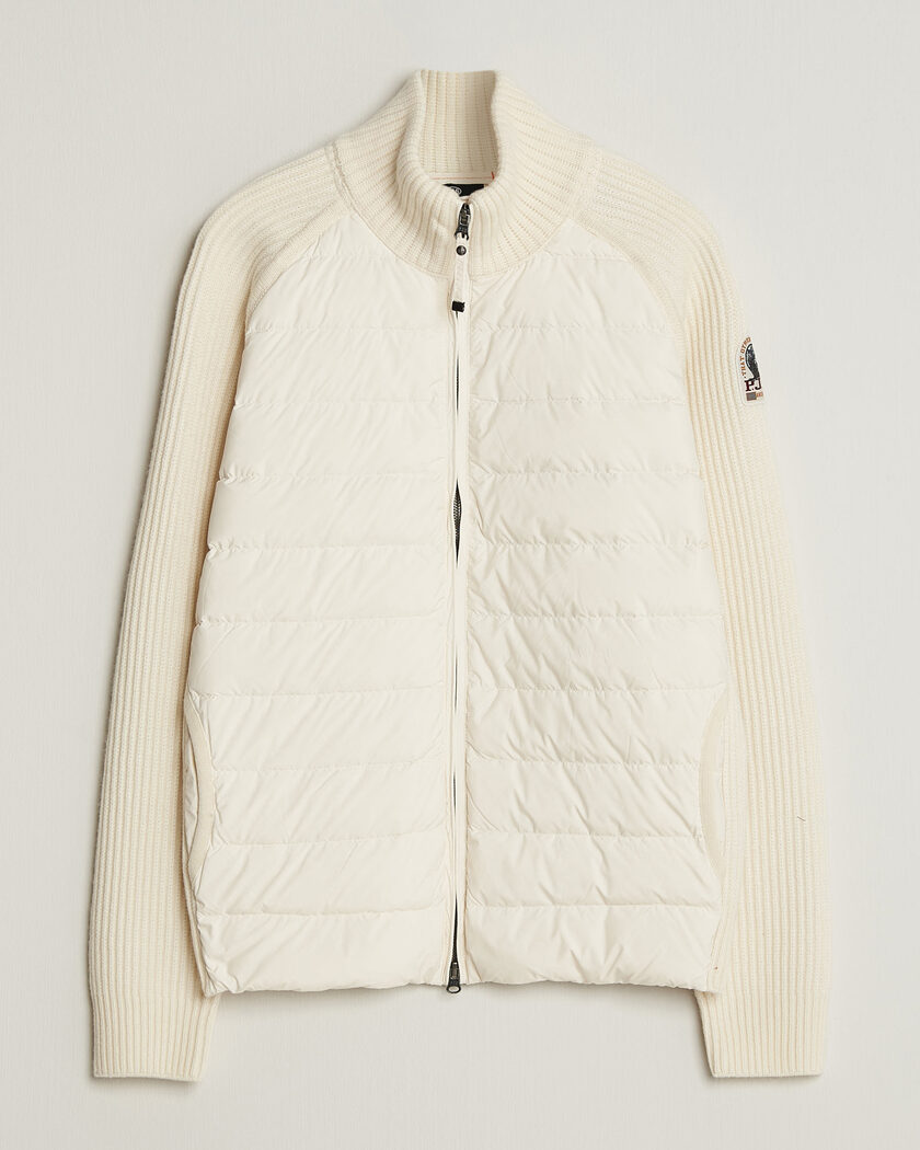 Parajumpers Olmo Rib Knitted Hybrid Jacket Warm Ivory – Blanc
