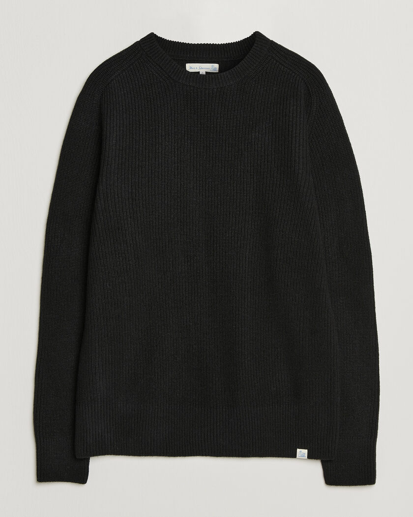 Merz b. Schwanen Merino/Cashmere Knitted Sweater Deep Black – Noir