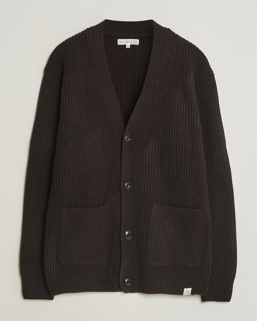 Merz b. Schwanen Merino/Cashmere Knitted Cardigan Espresso – Marron