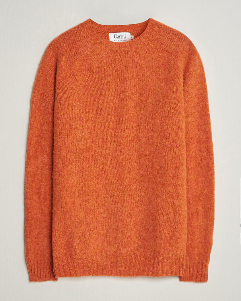 Harley Of Scotland Brushed Supersoft Lambswool Crewneck Satsuma – Oranje