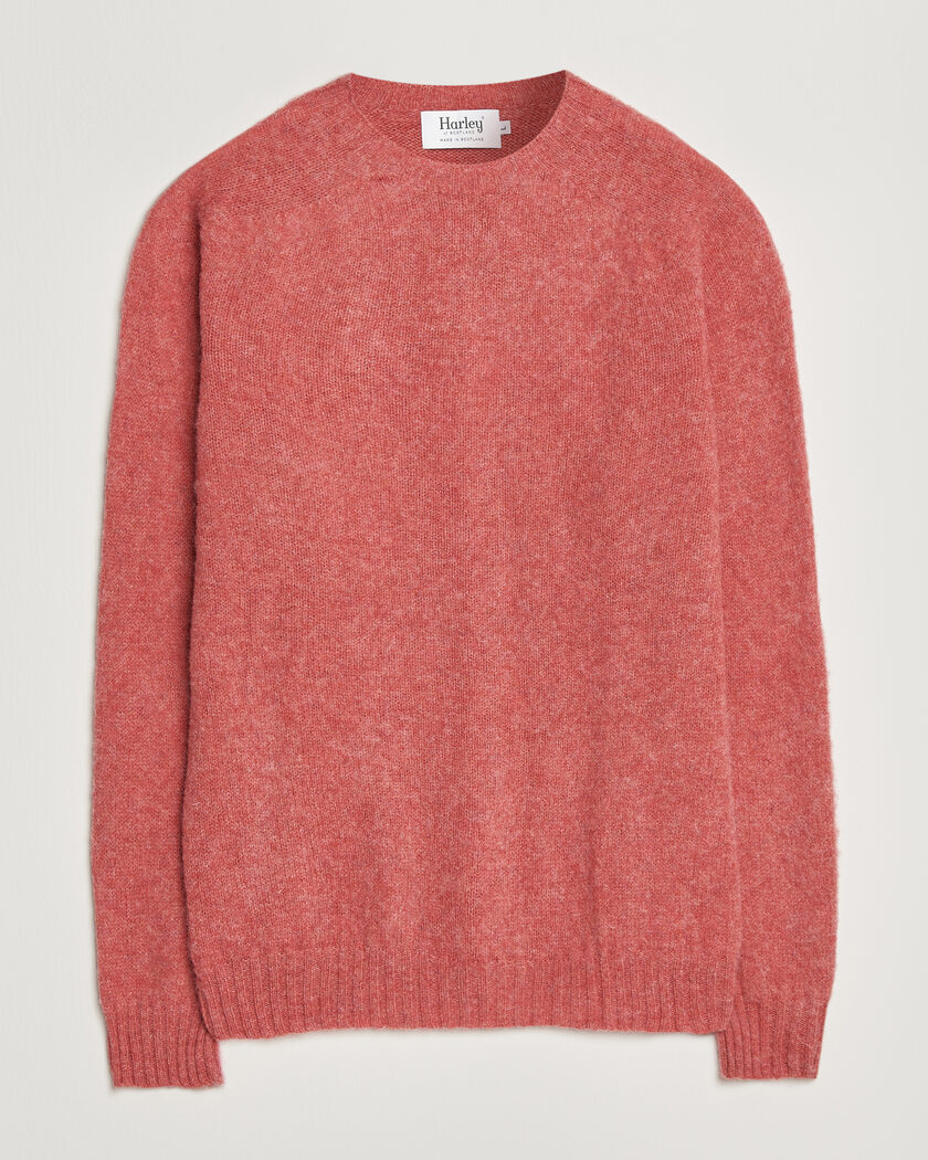 Harley Of Scotland Brushed Supersoft Lambswool Crewneck Tea Rose – Roze