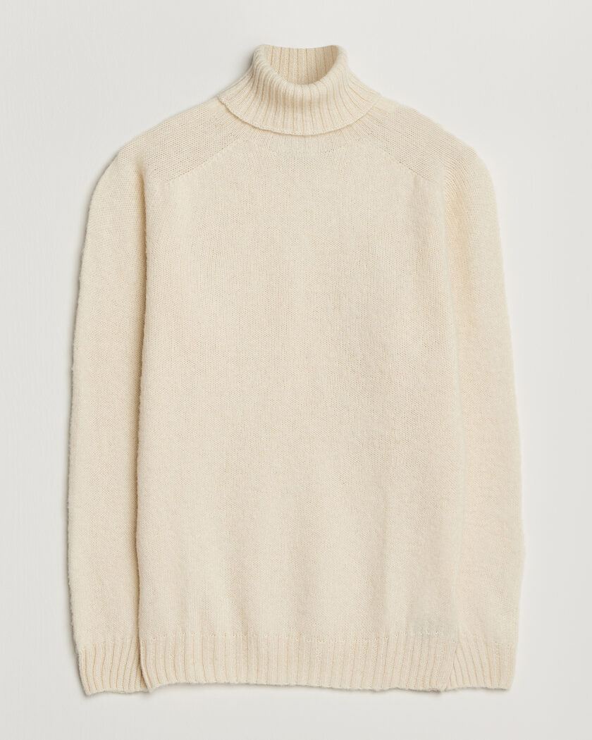 Harley Of Scotland Brushed Supersoft Lambswool Rollneck Vanilla – Wit