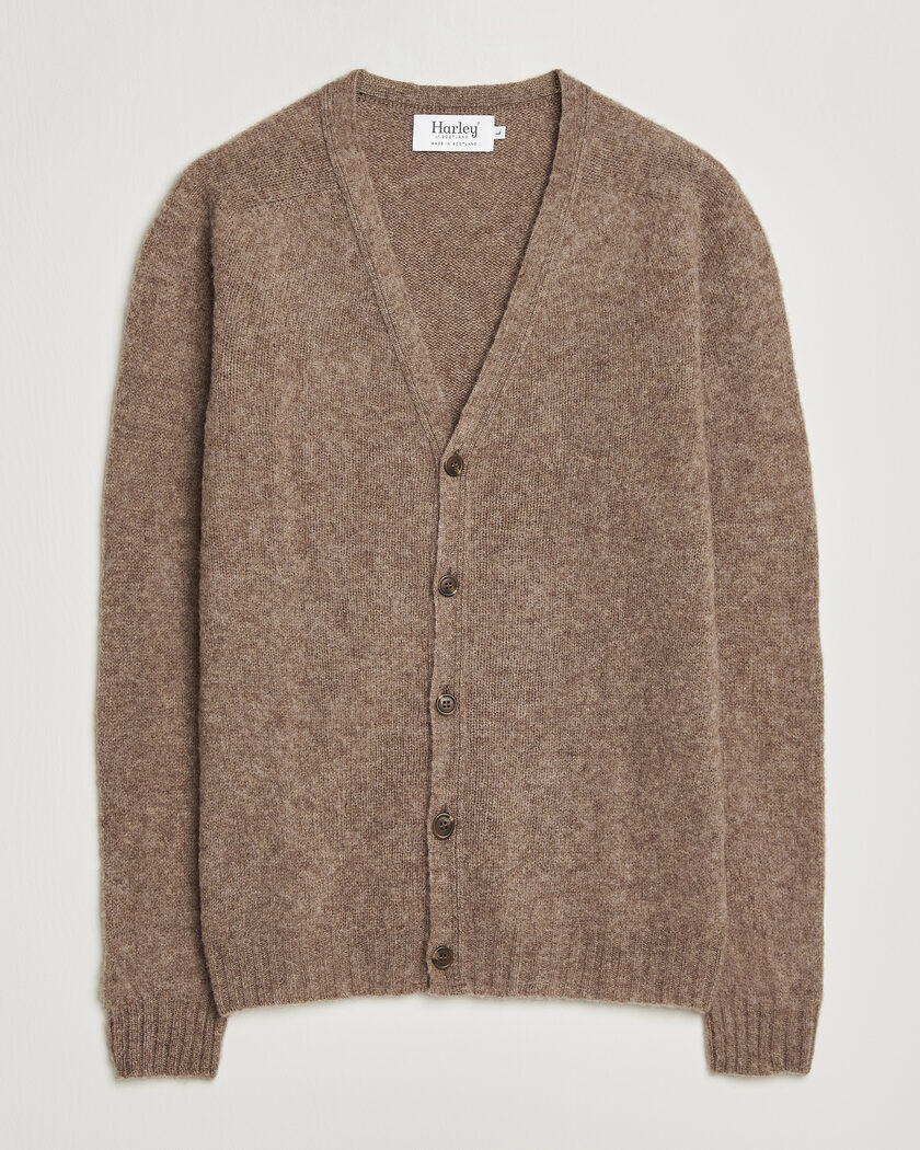 Harley Of Scotland Brushed Supersoft Lambswool Cardigan Tundra – Bruin