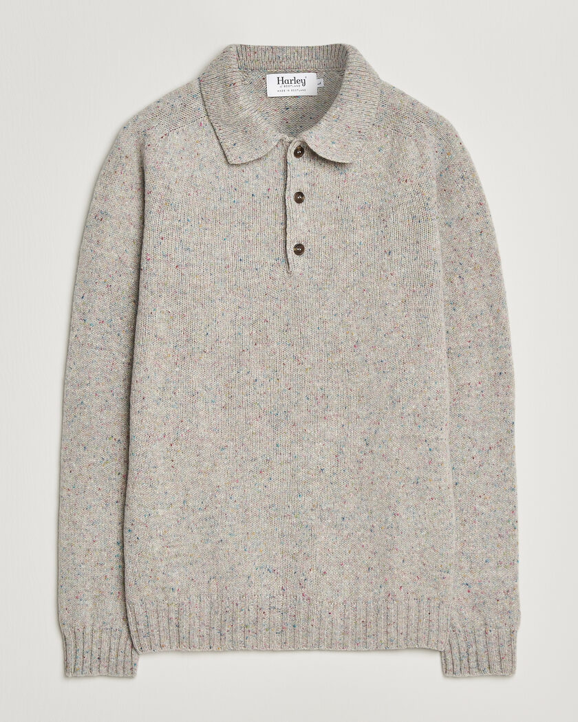 Harley Of Scotland Donegal Wool Polo Machair – Grijs