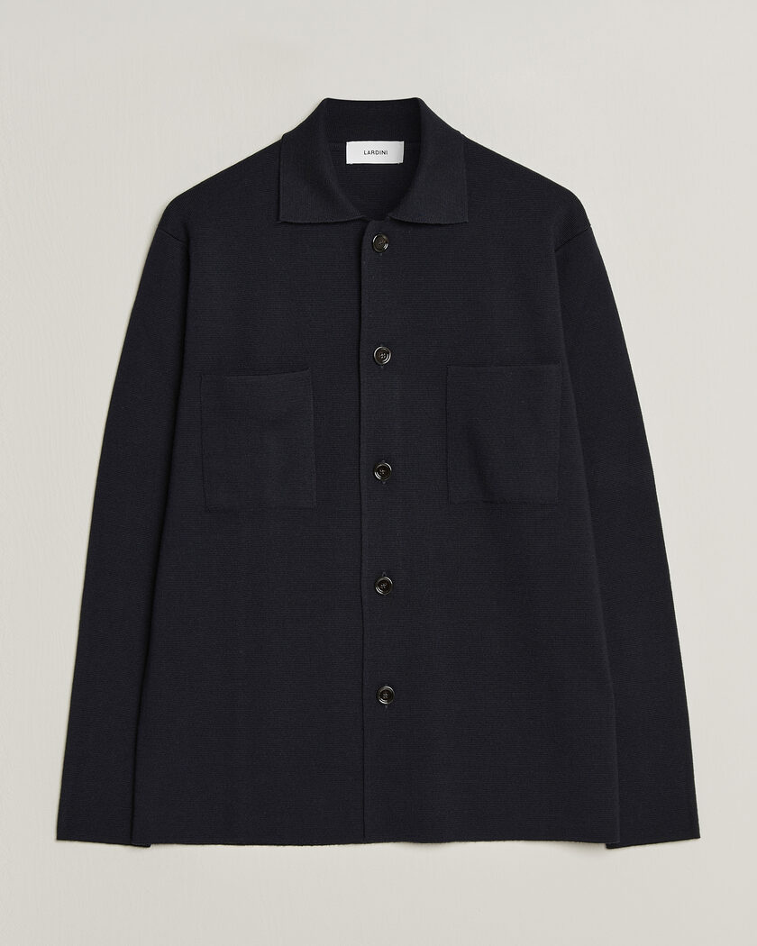 Lardini Knitted Pocket Overshirt Navy – Bleu