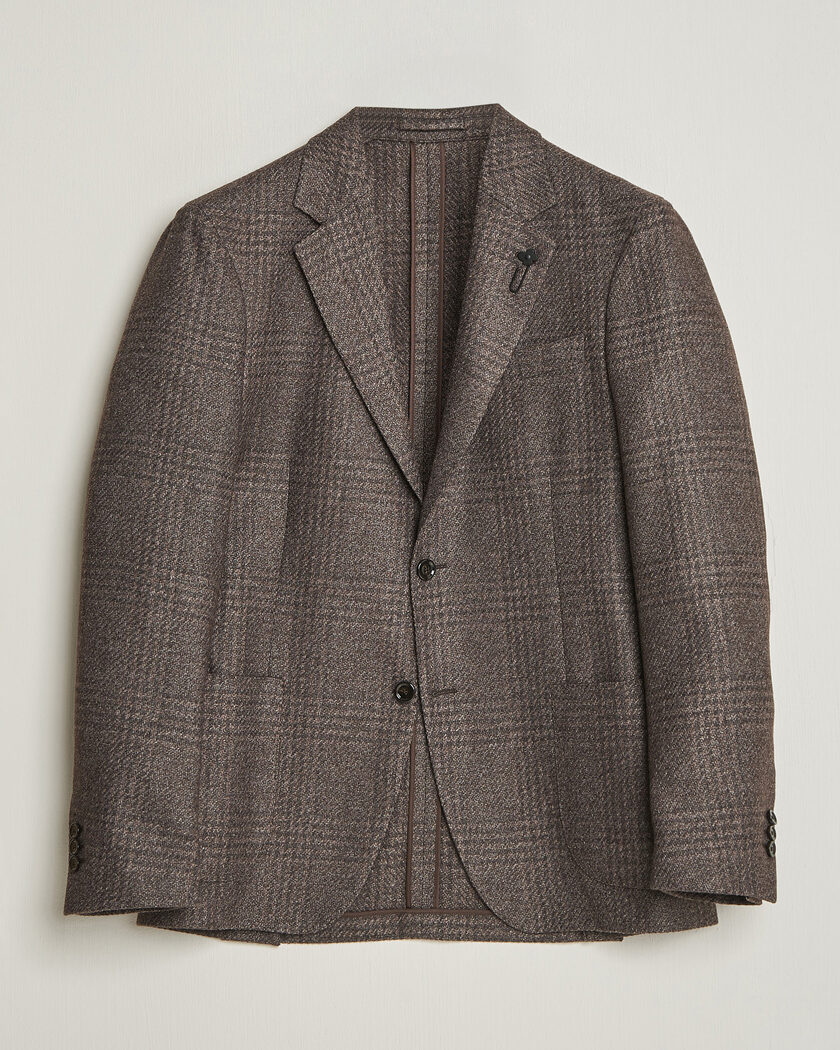 Lardini Wool Structure Checked Blazer Brown – Marron